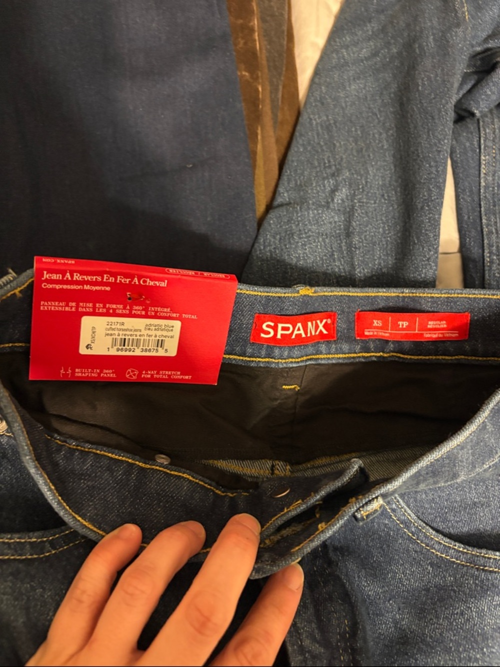 SPANX Men’s Slim Denim-Style Jeans in Dark Blue